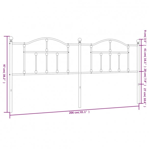 Tête de lit métal blanc 200 cm