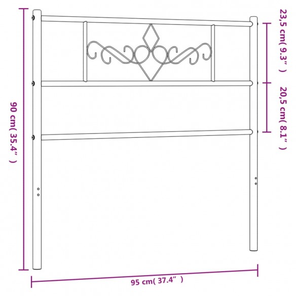 Tête de lit métal blanc 90 cm