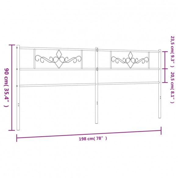 Tête de lit métal noir 193 cm