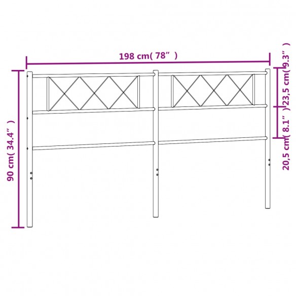 Tête de lit métal blanc 193 cm