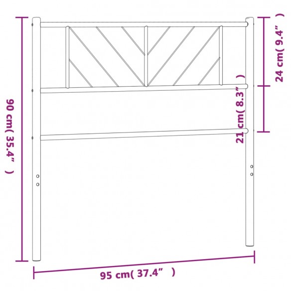 Tête de lit métal noir 90 cm