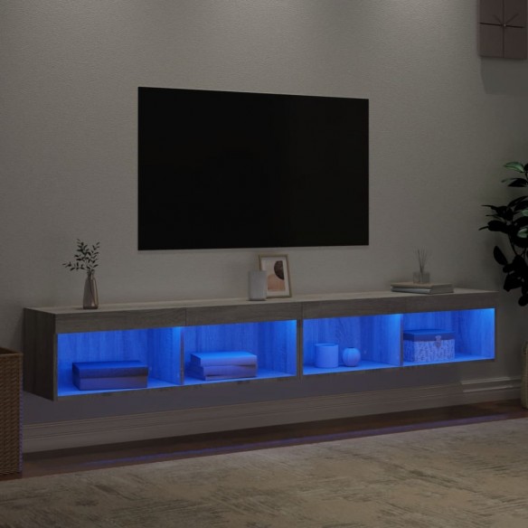 Meubles TV avec lumières LED 2 pcs sonoma gris 100x30x30 cm