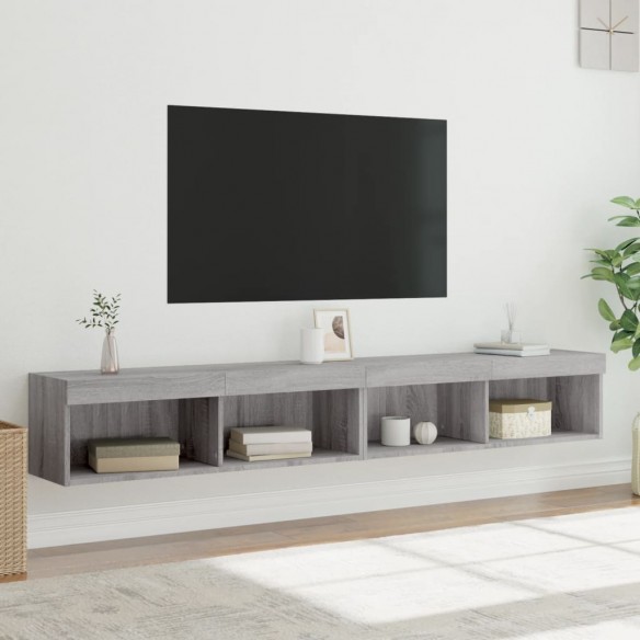 Meubles TV avec lumières LED 2 pcs sonoma gris 100x30x30 cm