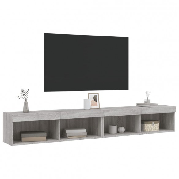 Meubles TV avec lumières LED 2 pcs sonoma gris 100x30x30 cm