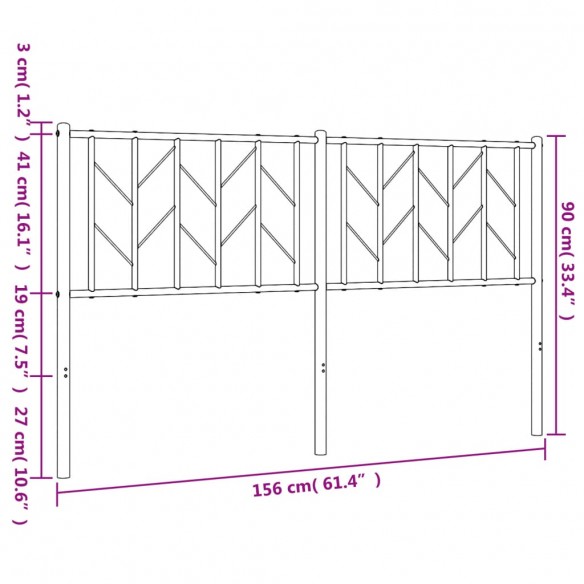 Tête de lit métal noir 150 cm