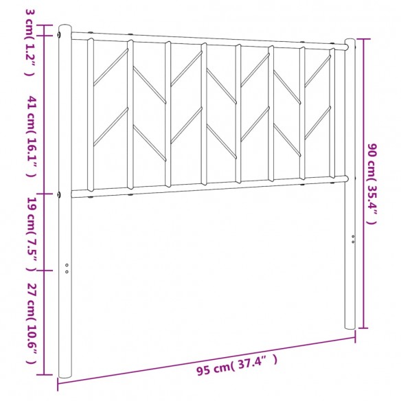 Tête de lit métal noir 90 cm