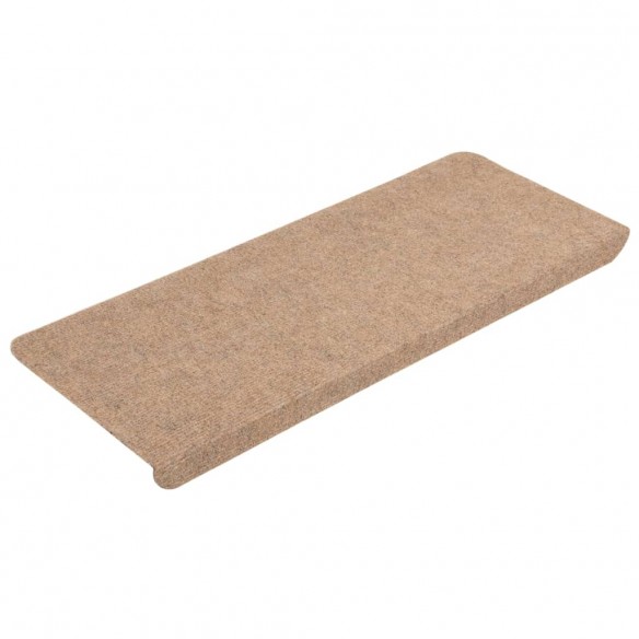 Tapis d'escalier auto-adhésifs 15 pcs 65x24,5x3,5 cm Beige