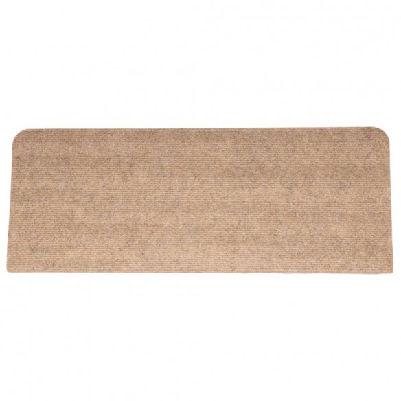 Tapis d'escalier auto-adhésifs 15 pcs 65x24,5x3,5 cm Beige