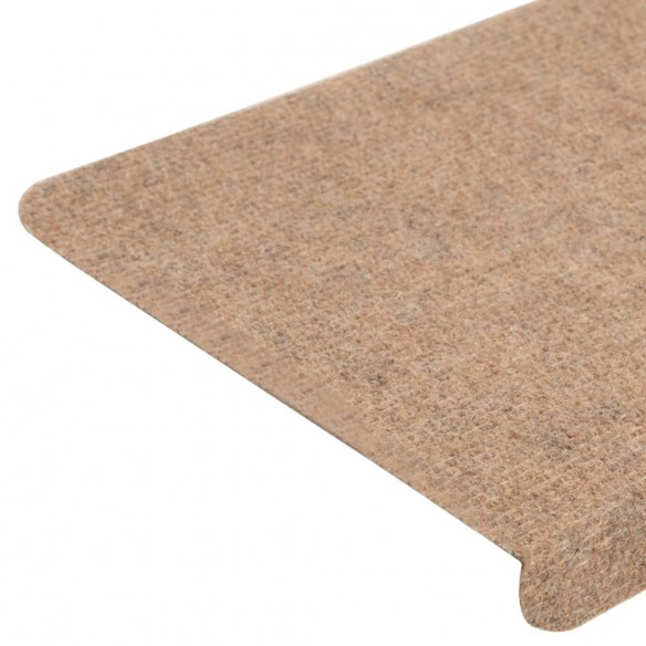 Tapis d'escalier auto-adhésifs 15 pcs 65x24,5x3,5 cm Beige