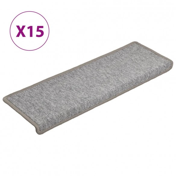 Tapis d'escalier 15 pcs 65x21x4 cm Gris clair