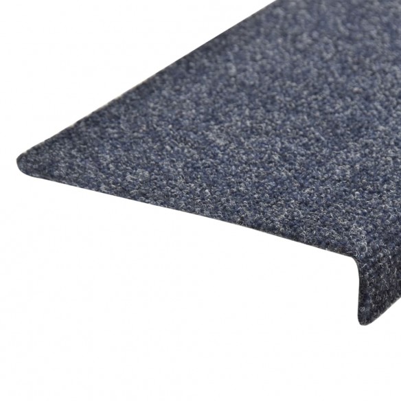 Tapis d'escalier 15 pcs Tissu aiguilleté 65x21x4 cm Bleu