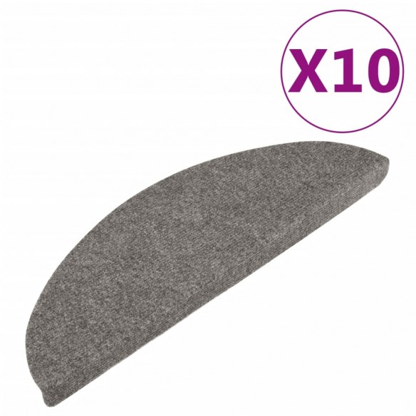 Tapis d'escalier auto-adhésifs 10 pcs gris 56x17x3 cm