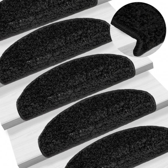 Tapis d'escalier 15 pcs noir 65x21x4 cm