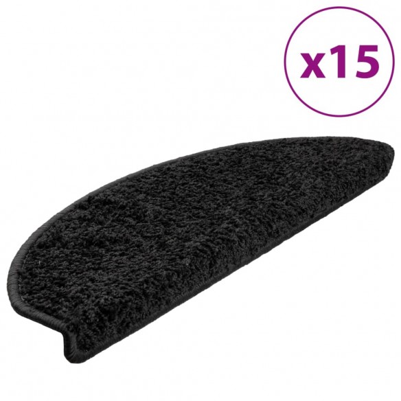 Tapis d'escalier 15 pcs noir 65x21x4 cm