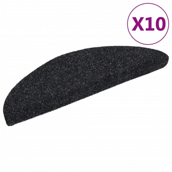 Tapis autoadhésifs de marches 10 pcs Noir 56x17x3 cm Aiguilleté