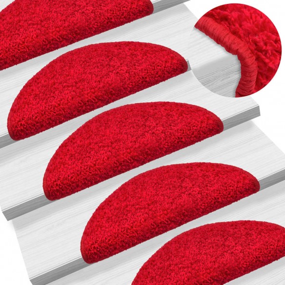 Tapis d'escalier 15 pcs rouge 56x17x3 cm