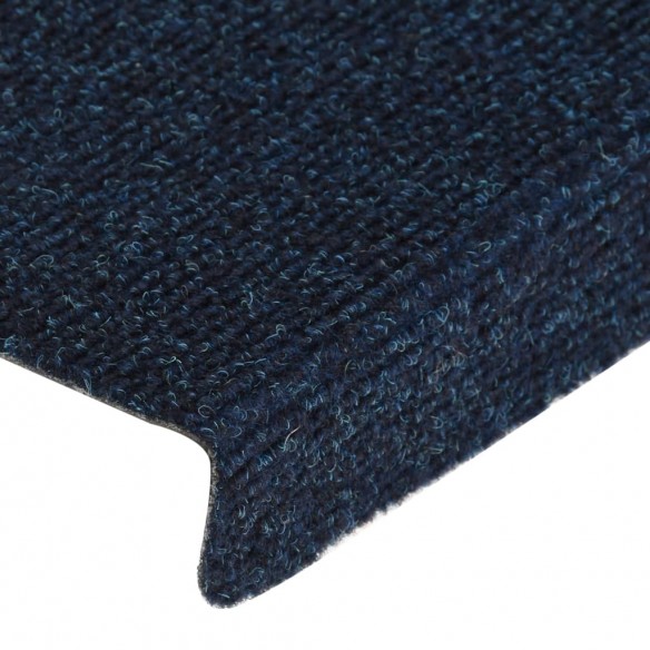 Tapis d'escalier 15 pcs Tissu aiguilleté 65x21x4 cm Bleu