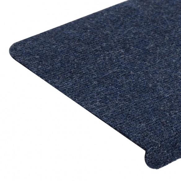 Tapis d'escalier auto-adhésifs 15 pcs 65x24,5x3,5 cm Bleu