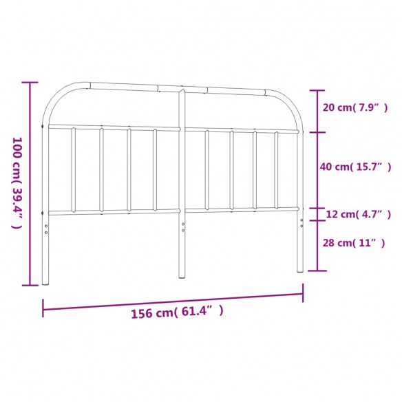 Tête de lit métal blanc 150 cm