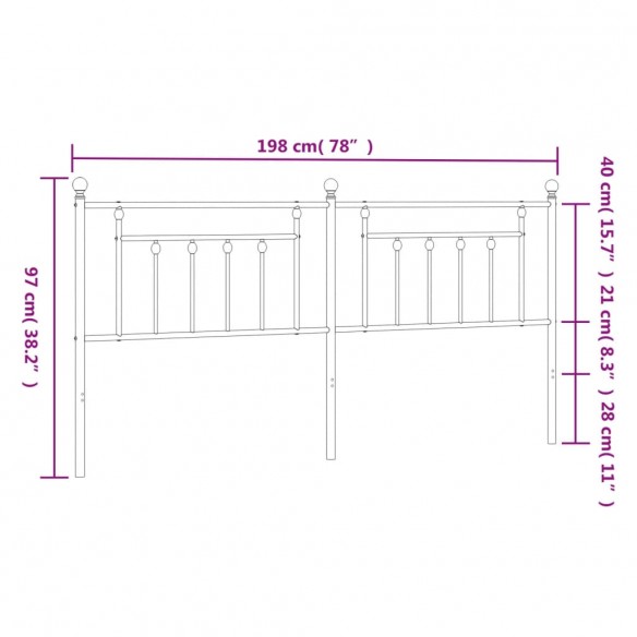 Tête de lit métal blanc 193 cm