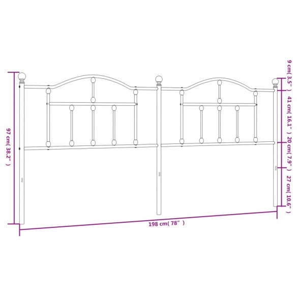 Tête de lit métal noir 193 cm