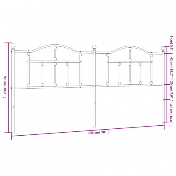 Tête de lit métal blanc 193 cm