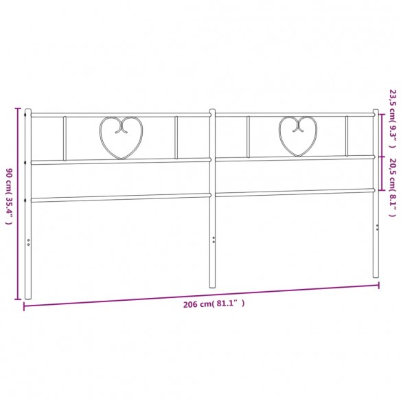 Tête de lit métal blanc 200 cm