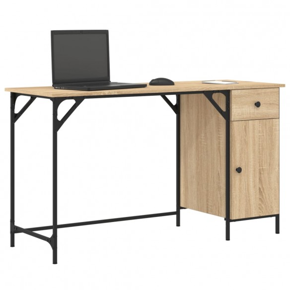 Bureau d'ordinateur chêne sonoma 131x48x75 cm bois d’ingénierie