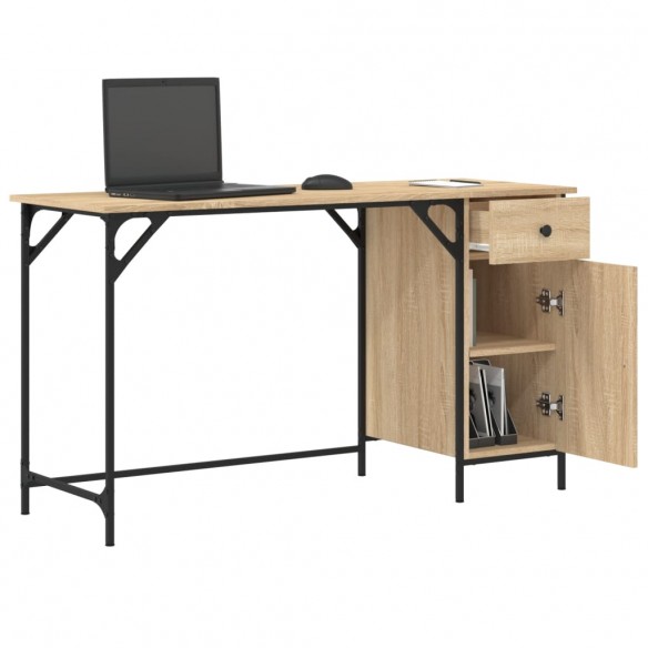 Bureau d'ordinateur chêne sonoma 131x48x75 cm bois d’ingénierie