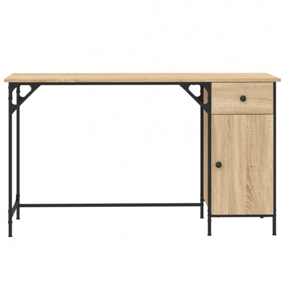 Bureau d'ordinateur chêne sonoma 131x48x75 cm bois d’ingénierie