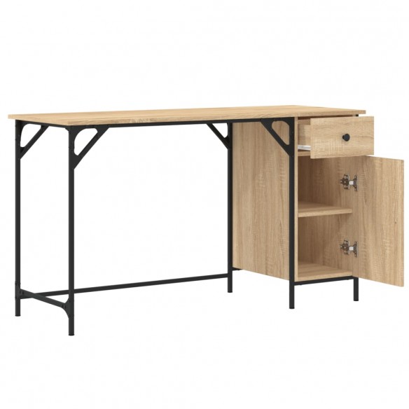 Bureau d'ordinateur chêne sonoma 131x48x75 cm bois d’ingénierie