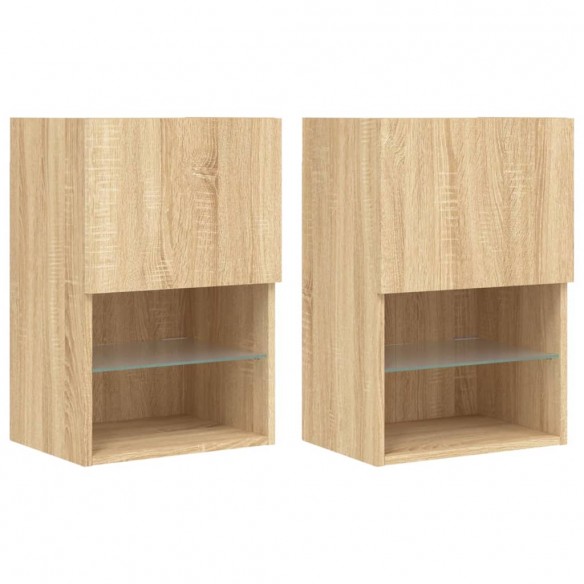 Meubles TV avec lumières LED 2 pcs chêne sonoma 40,5x30x60 cm