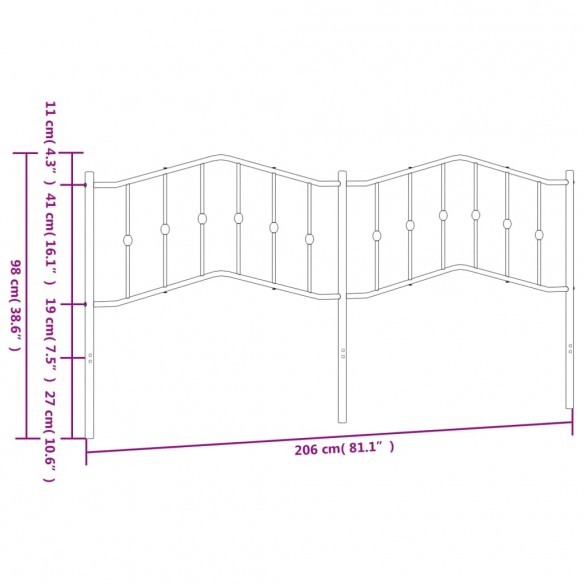 Tête de lit métal blanc 200 cm