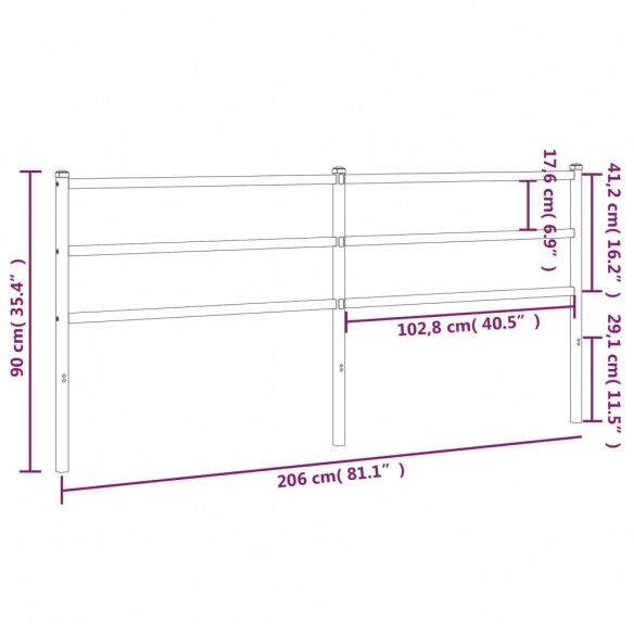 Tête de lit métal noir 200 cm