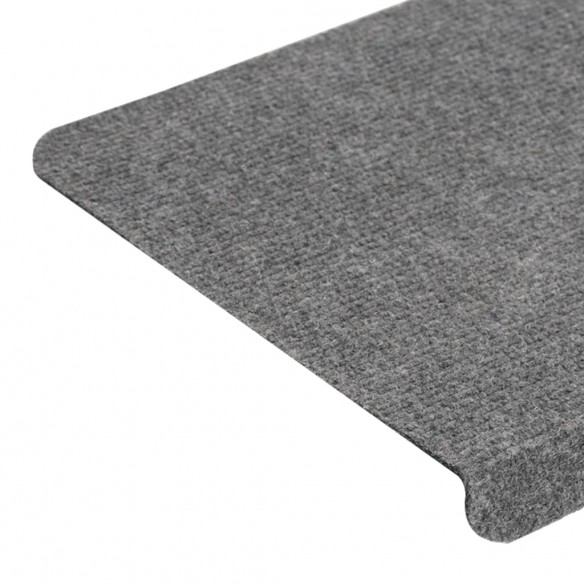 Tapis d'escalier autocollants 15 pcs 65x24,5x3,5 cm Gris