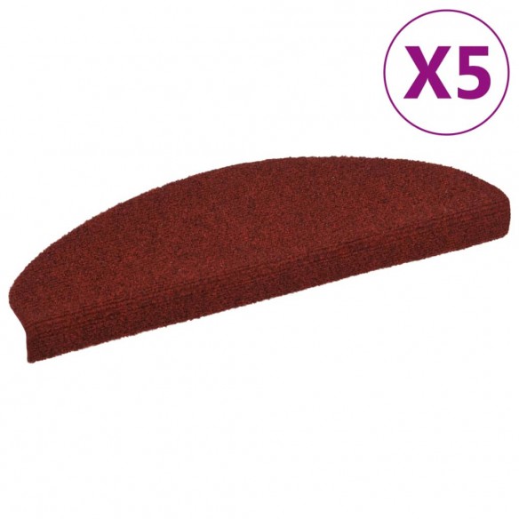 Tapis autoadhésifs de marches 5 pcs Rouge 65x21x4 cm Aiguilleté