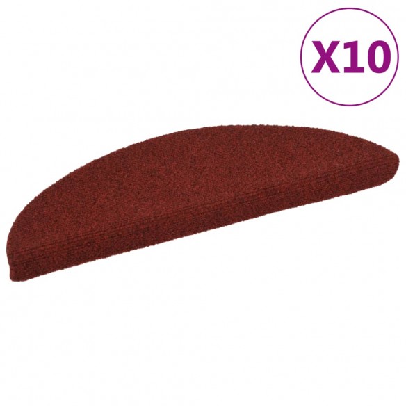 Tapis autoadhésifs de marches 10 pcs Rouge 56x17x3cm Aiguilleté