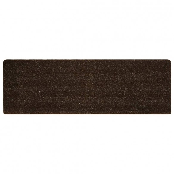 Tapis d'escalier 15 pcs Tissu aiguilleté 65x21x4 cm Marron