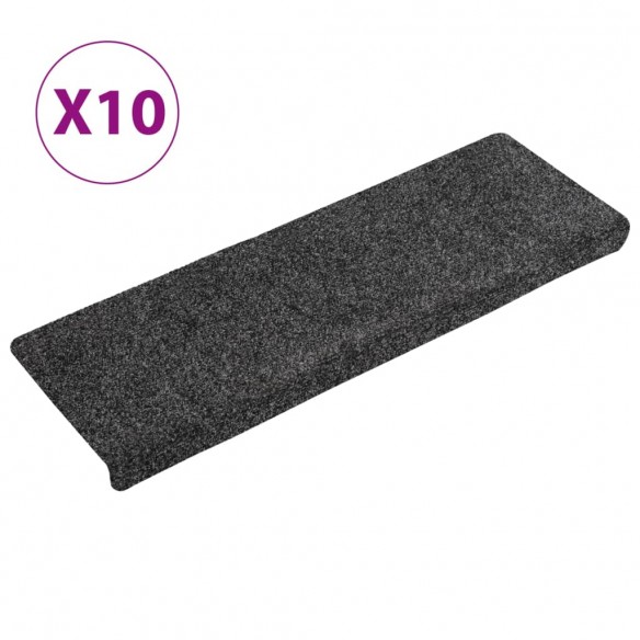 Tapis de marches d'escalier 10 pcs Gris 65x21x4 cm Aiguilleté