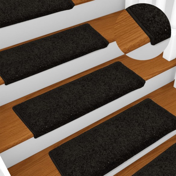 Tapis d'escalier 15 pcs 65x21x4 cm Noir