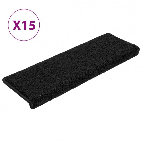 Tapis d'escalier 15 pcs 65x21x4 cm Noir