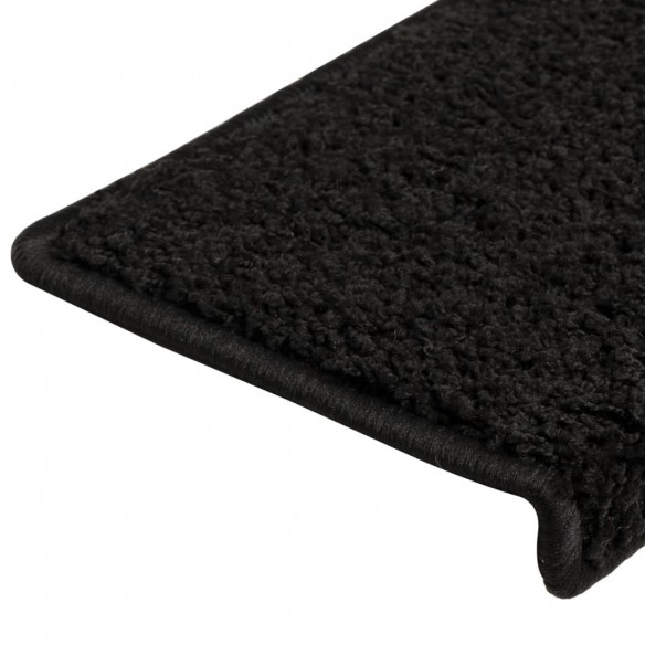 Tapis d'escalier 15 pcs 65x21x4 cm Noir