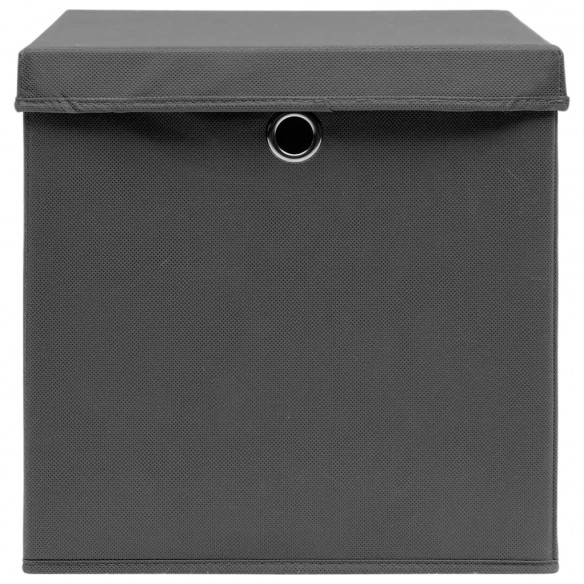 Boîtes de rangement avec couvercles 10 pcs 28x28x28 cm Gris