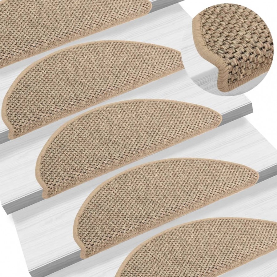 Tapis d'escalier autocollants 15 pcs 65x21x4 cm Beige foncé