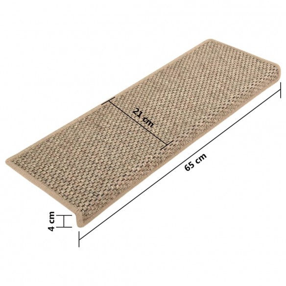 Tapis d'escalier autocollants 15 pcs 65x21x4 cm Beige foncé