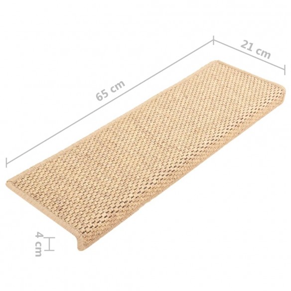 Tapis d'escalier autocollants 15 pcs 65x21x4 cm Beige clair