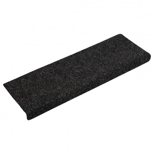 Tapis de marches d'escalier 10 pcs Noir 65x21x4 cm Aiguilleté