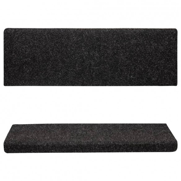 Tapis de marches d'escalier 10 pcs Noir 65x21x4 cm Aiguilleté