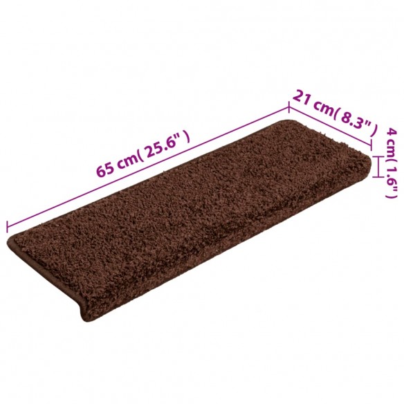 Tapis d'escalier 10 pcs 65x21x4 cm Marron