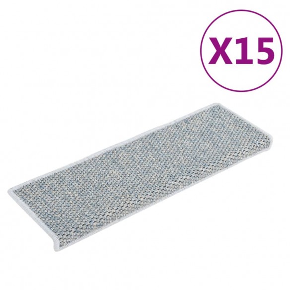 Tapis d'escalier autocollants 15 pcs 65x21x4 cm Bleu